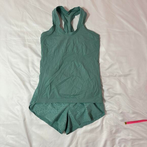 Green Athleta tank and 3.5" Running Shorts - Picture 1 of 7